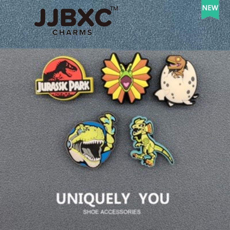 JJBXC ตัวติดรองเท้า charm ลายไดโนเสาร์ ซีรีส์จูราสสิค แอคชันเท่ ดีไซน์โดดเด่น อุปกรณ์ตกแต่งรองเท้า