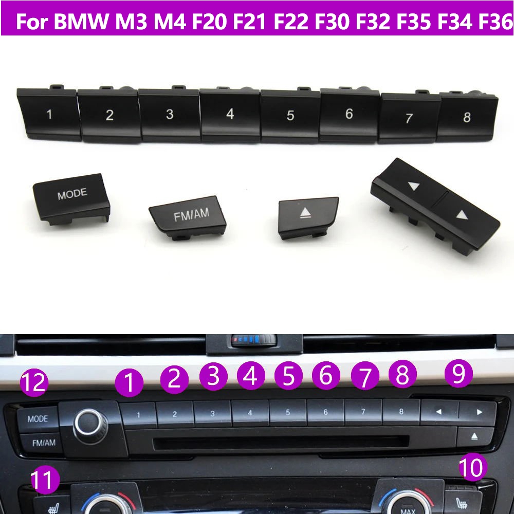 สําหรับ BMW M3 M4 F20 F21 F22 F30 F32 F35 F34 F36 รถด้านหน้า Dashboard วิทยุ CD Player หลักปุ่มสวิทช์ปุ่ม Trim