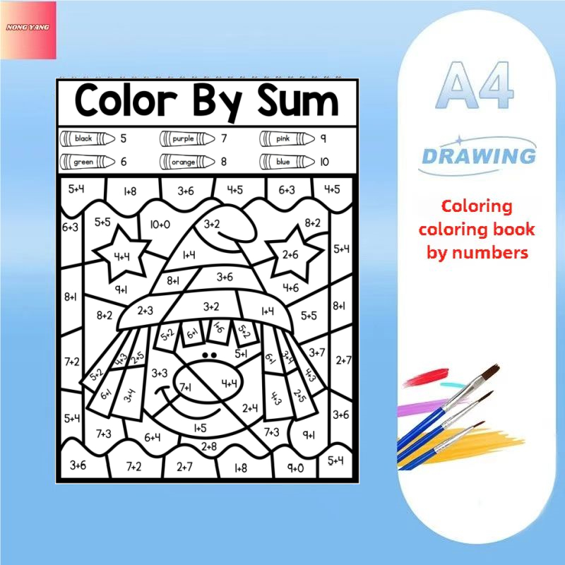 Nong Yang-A4-21cm*29cm-สมุดระบายสี-วงแหวนเหล็กเข้าเล่ม มีสีดิจิตอลและแปรงที่สอดคล้องกัน-เด็กการศึกษาบวกหนังสือลบ-ระบายสีตามตัวเลข--ชุดระบายสี-ระบายสีเด็ก--ระบายสีตามเลข--ภาพระบายสีตามตัวเลข--สมุดระบายสีผู้ใหญ่--สมุดระบายสีเจ้าหญิง--สมุดระบายสีเด็ก 2 ขวบ-