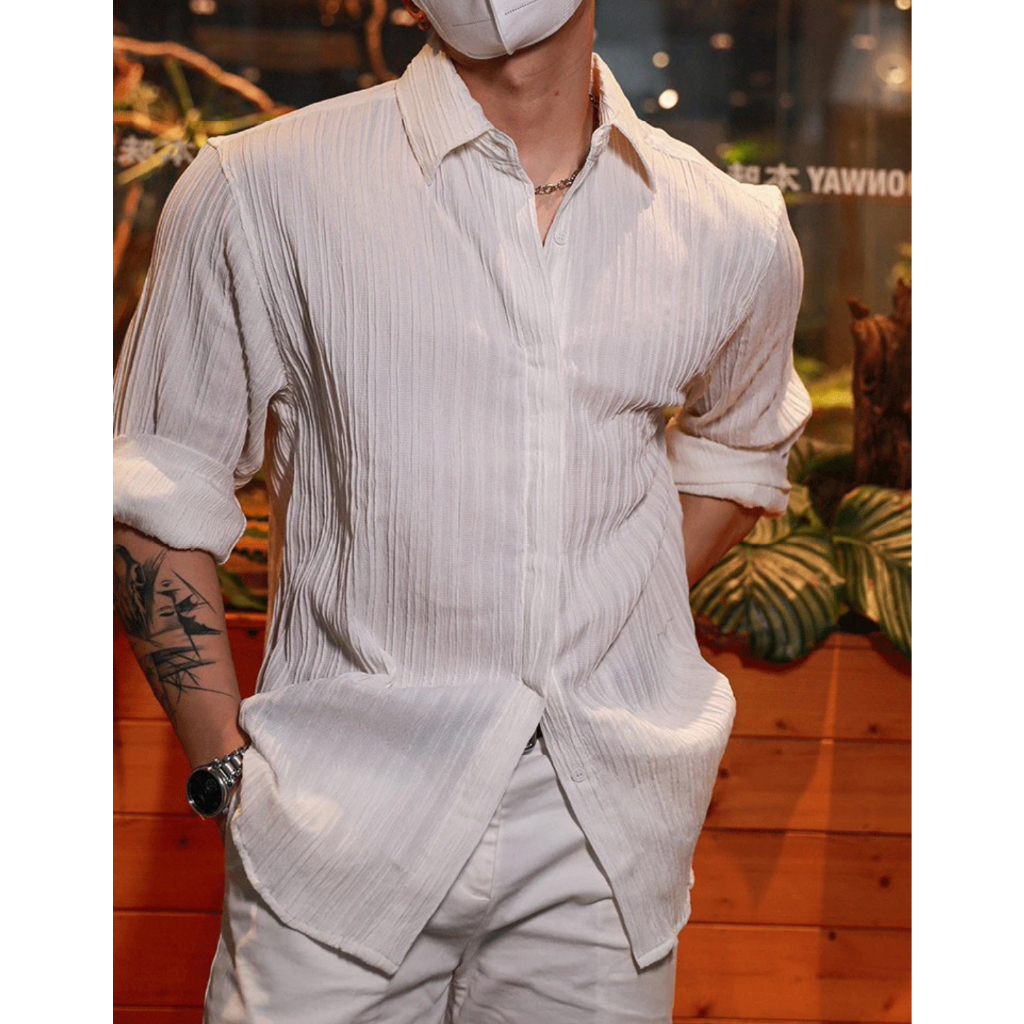 เสื้อเชิ้ตผู้ชาย สันทนาการ หลวม ธุรกิจ ทุกวัน บาง แฟชั่น วินเทจ ฤดูร้อน ins