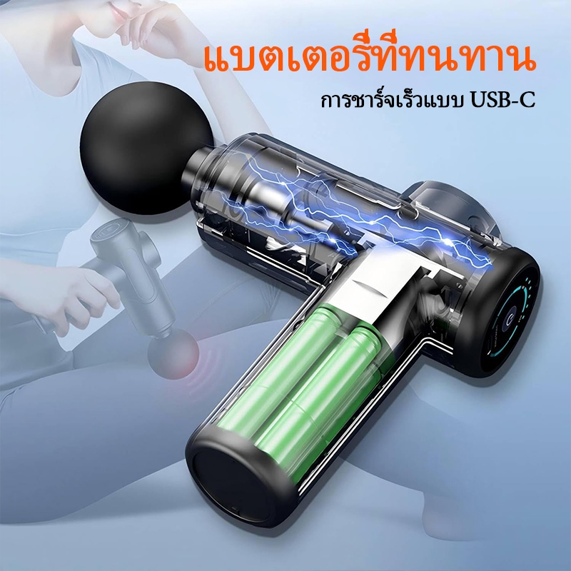 เครื่องนวดมือถือบรรเทา โซเรนส์ พกพาสะดวก ปืนนวดไฟฟ้า ปืนนวด นวดกล้ามเนื้อ เครื่องนวดไฟฟ้า พังผืด กู - รูปที่ 4