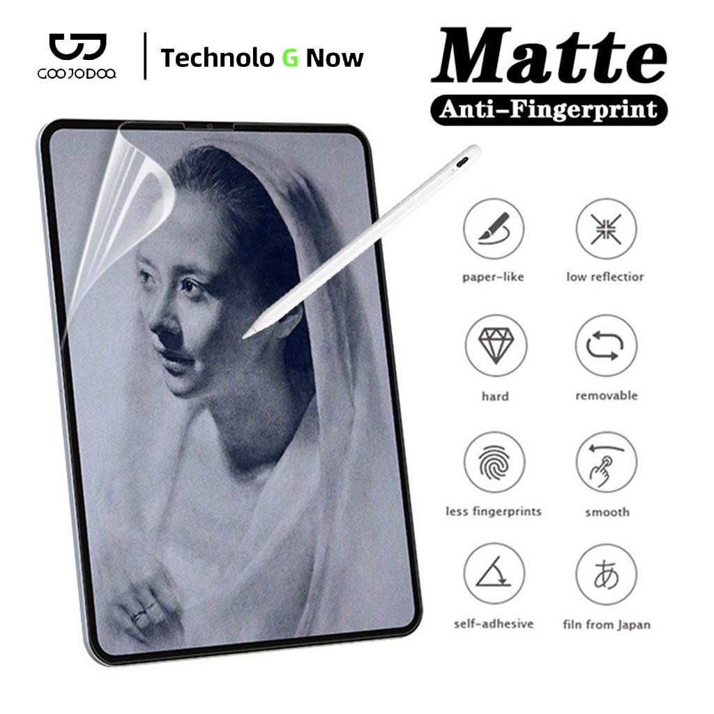 GOOJODOQ ฟิล์มกระดาษ iPad [10.2นิ้ว Gen7-10] [10.9นิ้ว Air4-6/Pro11] ป้องกันรอยเต็มจอ เขียนลื่น