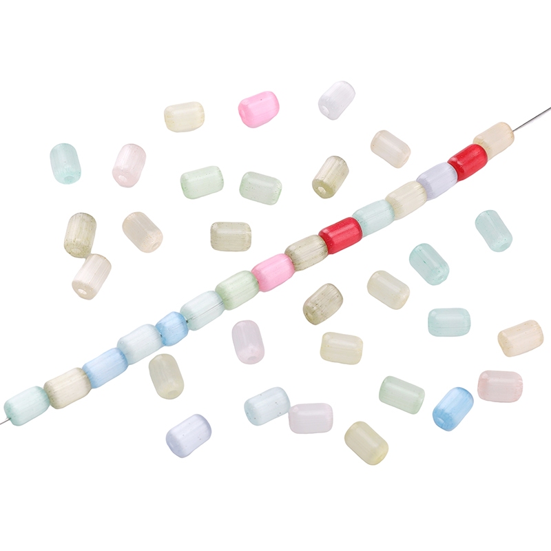 60ชิ้น/แพ็ค4x6มิลลิเมตรแมวตาหลอดลูกปัดทรงกระบอกแก้วลูกปัดสําหรับ ทําเอง สร้อยคอเครื่องประดับทํา - รูปที่ 6