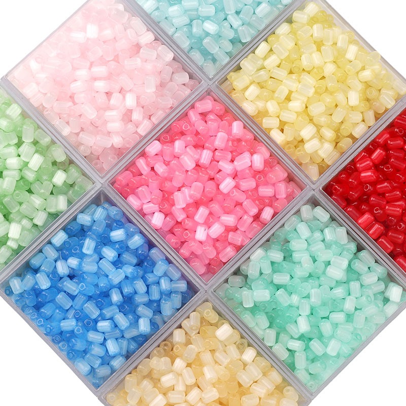 60ชิ้น/แพ็ค4x6มิลลิเมตรแมวตาหลอดลูกปัดทรงกระบอกแก้วลูกปัดสําหรับ ทําเอง สร้อยคอเครื่องประดับทํา