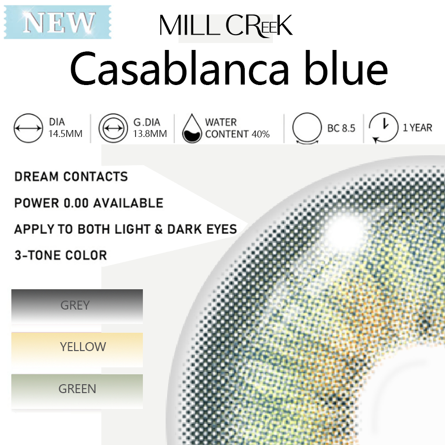 Mill CREEK คอนแทคเลนส์ iris รุ่น Casablanca Series 14.2MM คอนแทคเลนส์ธรรมชาติพร้อมการใช้งานเกรดปี