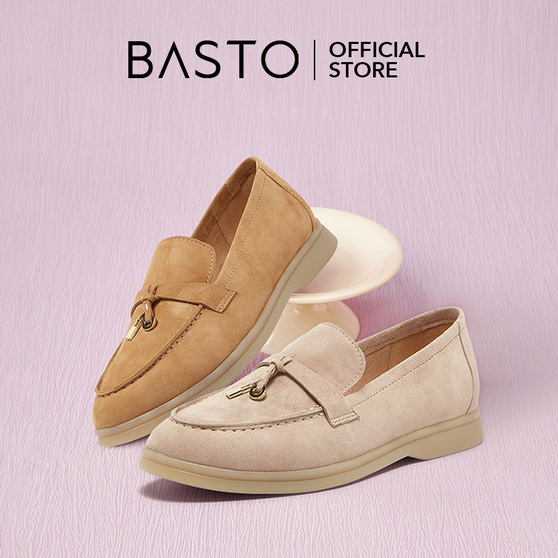 BASTO รองเท้าโลฟเฟอร์สําหรับผู้หญิงส้นแบนบนรองเท้าลําลอง A4821