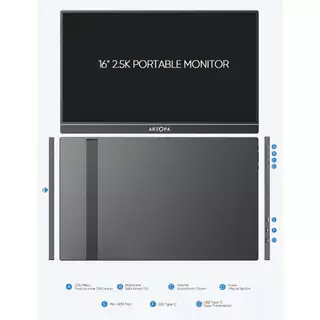 ARZOPA Z1RC, 16 "2.5K จอภาพแบบพกพา, 2560x1600 HDR Kickstand Mornitor, 500nits 8bit QHD USB-C HDMI แล็ปท็อป, 16:10 หน้าจอ IPS สําหรับ Mac PC โทรศัพท์ PS สวิทช์ Xbox
