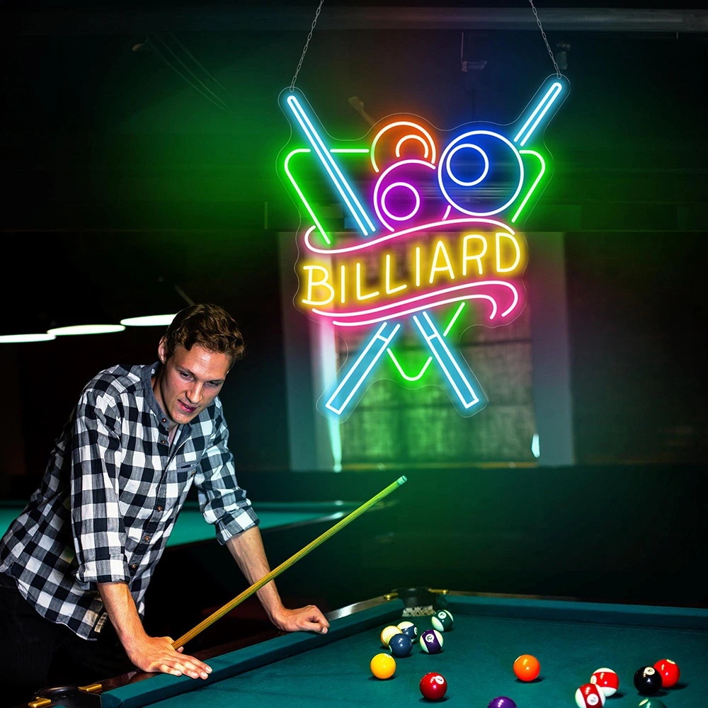 Pool Hall Neon Sign Light บิลเลียด Club Wall Art Decor ไฟ Led ป้ายนีออนที่กําหนดเอง Home Sports Party ตกแต่งส่วนบุคคลของขวัญ