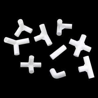 เส้นผ่านศูนย์กลางภายใน 8 มม./12 มม./16 มม. ข้อศอกตรง 4-Way Tee Connector 60 90 120 135 องศา PVC Connector DIY ตู้เสื้อผ้าเต็นท์ Fitting Adapter