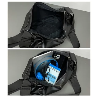 Vantro กระเป๋าสะพายข้าง ความจุมาก สีดำ ทำจาก PU ปรับความยาวได้ Crossbody Bag สไตล์ลำลอง สไตล์สตรีท รุ่นใหม่ปี 2025 ใช้ได้ทั้งชายและหญิง