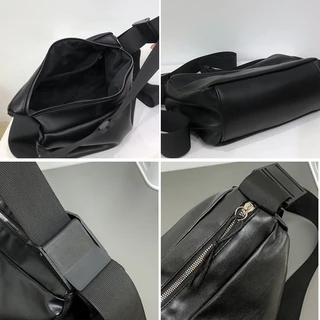 Vantro กระเป๋าสะพายข้าง ความจุมาก สีดำ ทำจาก PU ปรับความยาวได้ Crossbody Bag สไตล์ลำลอง สไตล์สตรีท รุ่นใหม่ปี 2025 ใช้ได้ทั้งชายและหญิง