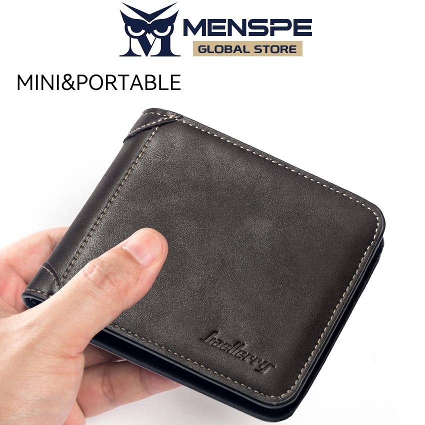 Menspe กระเป๋าสตางค์ผู้ชาย Retro PU กระเป๋าสตางค์สั้นกระเป๋าสตางค์ธุรกิจกระเป๋าเหรียญซิปกระเป๋าสตางค์ Multi-Card ตําแหน่งกระเป๋าสตางค์ Nubuck หนังกระเป๋าสตางค์กระเป๋าเหรียญ ID บัตรเคร