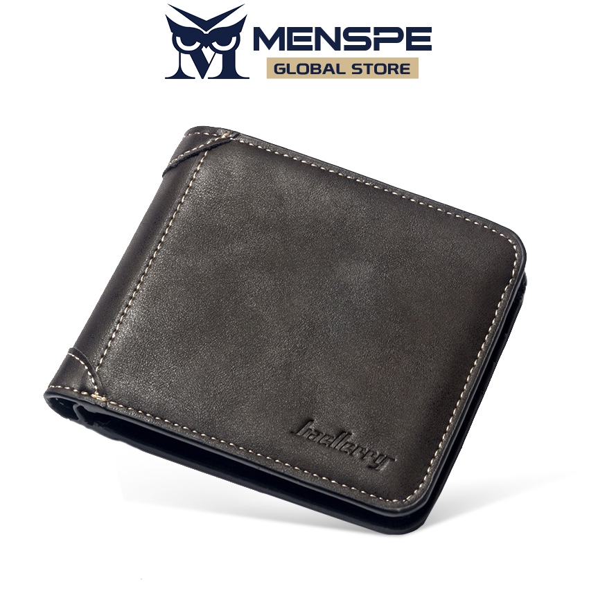 Menspe กระเป๋าสตางค์ผู้ชาย Retro PU กระเป๋าสตางค์สั้นกระเป๋าสตางค์ธุรกิจกระเป๋าเหรียญซิปกระเป๋าสตางค์ Multi-Card ตําแหน่งกระเป๋าสตางค์ Nubuck หนังกระเป๋าสตางค์กระเป๋าเหรียญ ID บัตรเคร