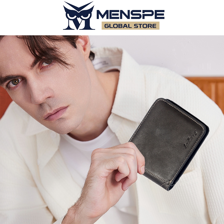 Menspe กระเป๋าสตางค์ผู้ชาย Retro PU กระเป๋าสตางค์สั้นกระเป๋าสตางค์ธุรกิจกระเป๋าเหรียญซิปกระเป๋าสตางค์ Multi-Card ตําแหน่งกระเป๋าสตางค์ Nubuck หนังกระเป๋าสตางค์กระเป๋าเหรียญ ID บัตรเคร