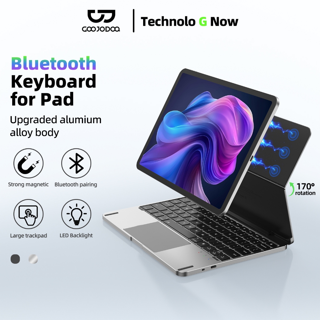 GOOJODOQ Wireless Keyboard Case Bluetooth 5.2 Multiple Adjustable Angle for iPad AIr4 5 10.9 Pro 11 