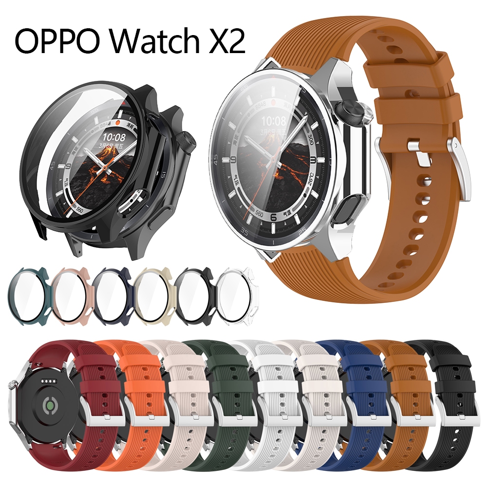 สําหรับ OPPO Watch X2 เคส Oneplus Watch 3 สายซิลิโคนชุบ soft full TPU Cover กระจกนิรภัยป้องกันหน้าจอกรณีสายรัด