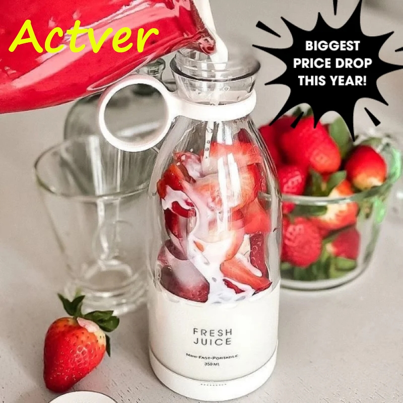 Actver เครื่องปั่นแบบพกพาคั้นน้ําผลไม้ขวดไฟฟ้า 420mL ขวดน้ําผลไม้แบบชาร์จได้ 6 ใบมีด