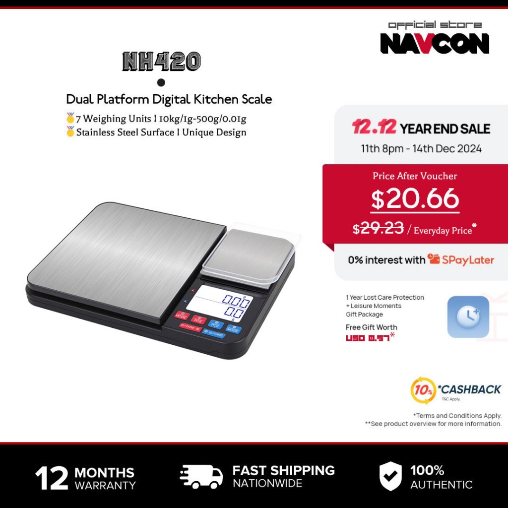 Navcon เครื่องชั่งน้ำหนักดิจิตอลขนาด 22ปอนด์เครื่องชั่งสแตนเลสขนาด 22ปอนด์ความแม่นยำ 17.6ออนซ์(0.01oz/0.001oz) 7หน่วยน้ำมันดินมัลติฟังก์ชั่นเบเกอรี่ทำอาหารบรรจุภัณฑ์ไปรษณีย์เครื่องประดับกาแฟ