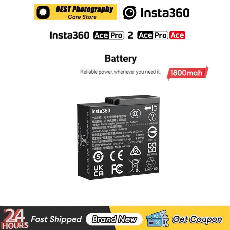 【🇹🇭 กรุงเทพฯ】แบตเตอรี่Original Insta360 Ace Pro 2 (1800mah) รับประกัน 1 ปี