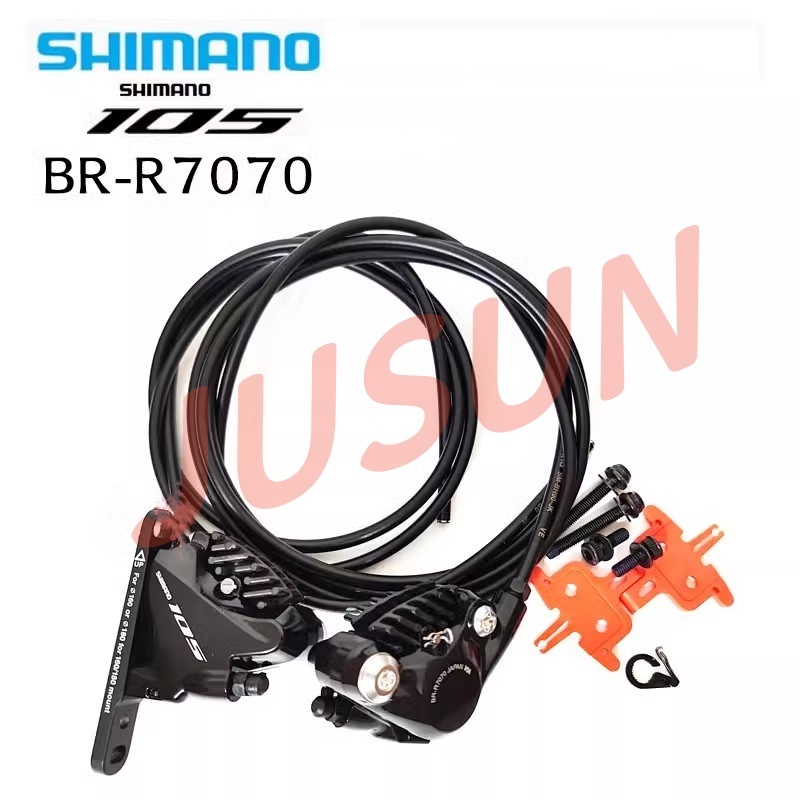 Shimano 105 BR-R7070 ระบบเบรกไฮดรอลิกแบบพวงมาลัยแบน สำหรับจักรยานถนนและกรวด พร้อม Mount Caliper L05A และแผ่นเบรก R7020