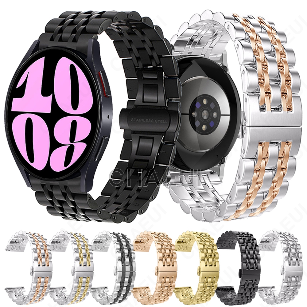 สายสแตนเลสทนทานสร้อยข้อมือโลหะอุปกรณ์เสริมสําหรับ Galaxy Watch 7 FE 6 5 Pro 4 44mm 40mm 45mm Classic 47mm 43mm