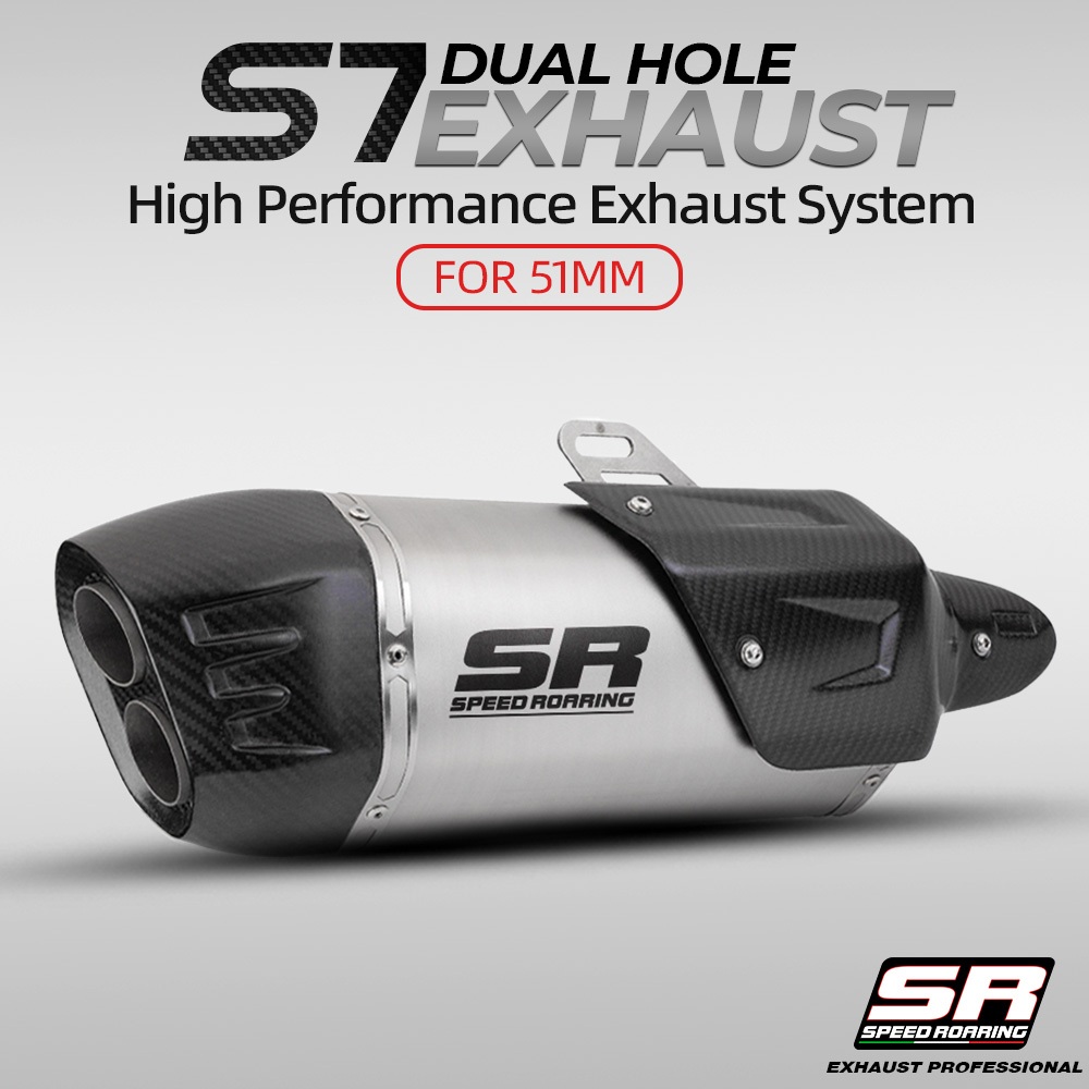 51mm Universal รถจักรยานยนต์ท่อไอเสียท่อ S7 Moto Racing สําหรับ S1000RR MT07 MT09 z900 z400 gsx250 g