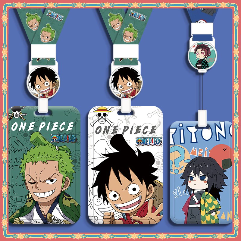 One Piece&Demon Slayer พร้อมสต็อกอะนิเมะเปลือกแข็งหดยาวเชือกผู้ถือบัตรชิ้นเดียวปีศาจฆ่าหลายเครื่องประดับการ์ตูนผู้ถือบัตรง่ายบัตรป้องกันการสูญหายกระเป๋าเสน่ห์ควบคุมการเข้าถึง นาย