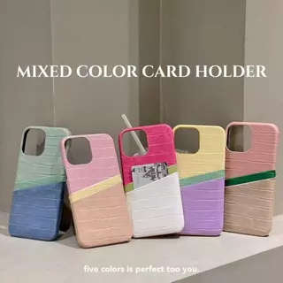 🚀G.O.A.T🟣🔵 สีหนังจระเข้ 6 กระเป๋าการ์ดสีสําหรับ iPhone 17 pro max iPhone 17 16 12 15 14 13 Pro Max iPhone 15 14 16 plus iPhone 11 soft casing เคส iPhone ป้องกัน anti-drop ฝาหลังกรณี