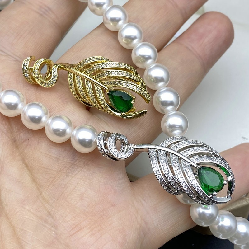 ทําเอง ตะขอสร้อยคอมุกเชื่อมต่อปุ่มเสื้อกันหนาวโซ่ปุ่มตกแต่งที่สวยหรูขนนกหัวเข็มขัดปรับหัวเข็มขัดโซ่หัวเข็มขัด