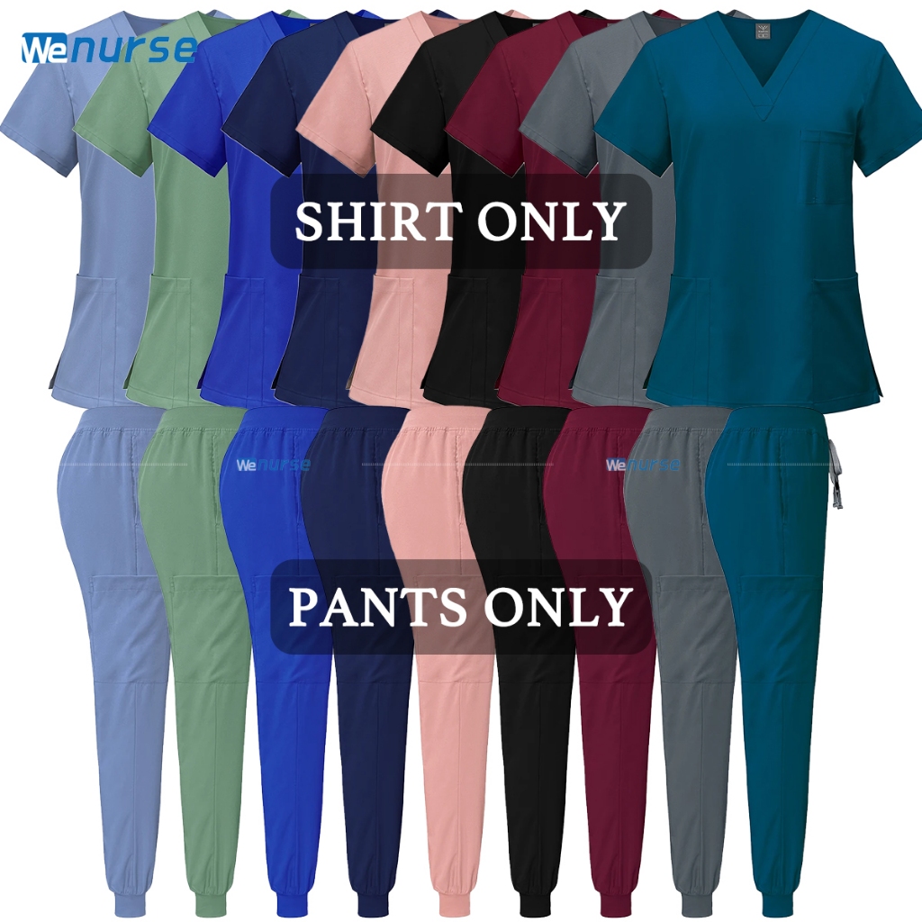 Unisex Navy Blue Suit Pet Shop Doctor Medical Surgery Workwear Scrubs Set ชุดพยาบาลเสื้อแขนสั้น+กางเกงเครื่องแบบพยาบาล