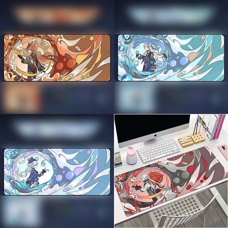 Genshin impact แผ่นรองเมาส์ genshin nahida zhongli ayaka ลายสีน้ํา ขนาดใหญ่