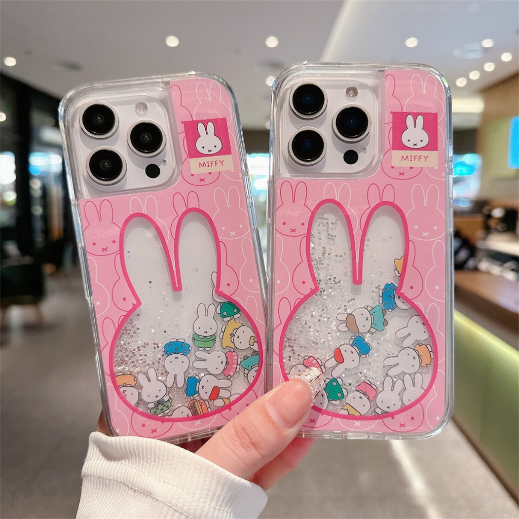 เคส iPhone กระต่ายน่ารักกลวงใสสําหรับ iPhone 16 ProMax 15 ProMax 13 12 11 14ProMax กรณี