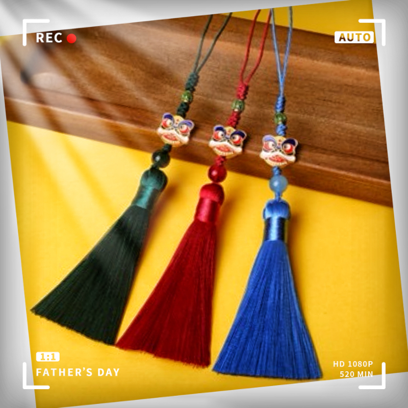 8 ซม.สิงโตตื่นพู่จี้จีนปม Cloisonn É เด็ก Hanfu เข็มขัดเอวซองบุ๊คมาร์ค Placket ตกแต่งเคสโทรศัพท์จี้