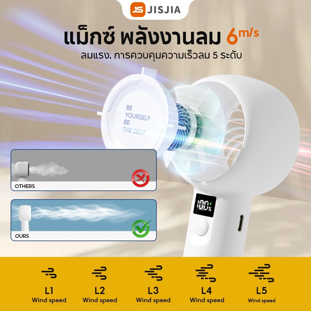 JISJIA พัดลมพกพา ชาร์จ USB ปรับระดับได้ พร้อมจอ LED thumbnail 5