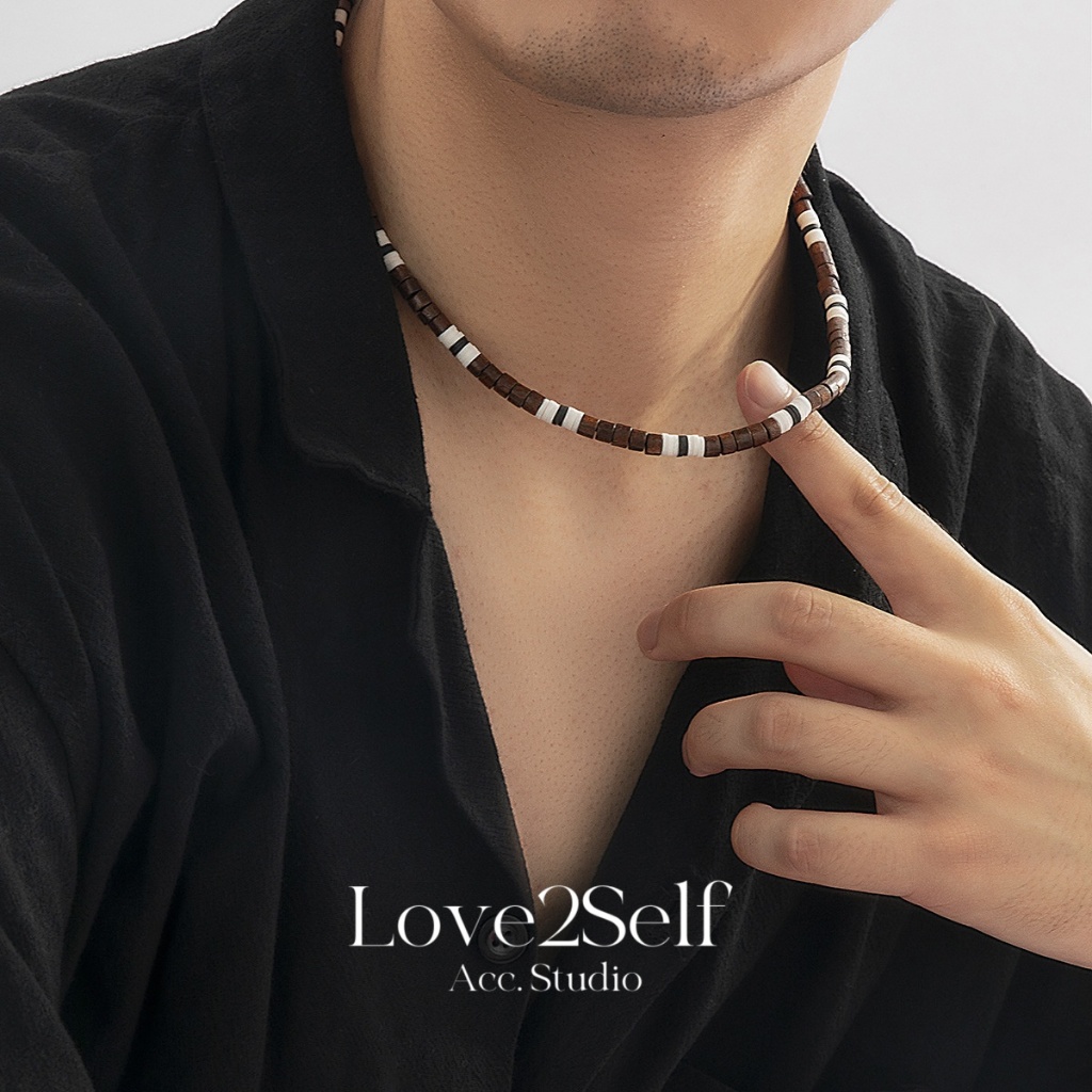 Love2Self X123 แฟชั่น Bohemian สร้อยคอลูกปัดไม้สําหรับผู้ชายผู้หญิง Vintage ชาติพันธุ์ Chocker