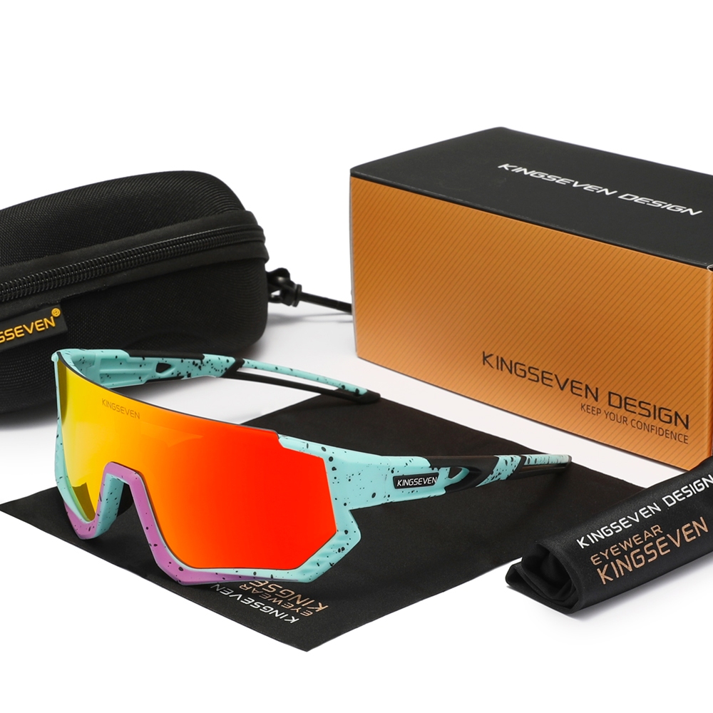 ชุดแว่นตากันแดด KINGSEVEN UV400 เลนส์โพลาไรซ์ ถูกออกแบบมาเพื่อทั้งผู้ชายและผู้หญิง เหมาะสำหรับกิจกรรมกลางแจ้งหลากหลายประเภท โดยเฉพาะอย่างยิ่งสำหรับการขี่จักรยานภูเขา (MTB) และการขี่จัก
