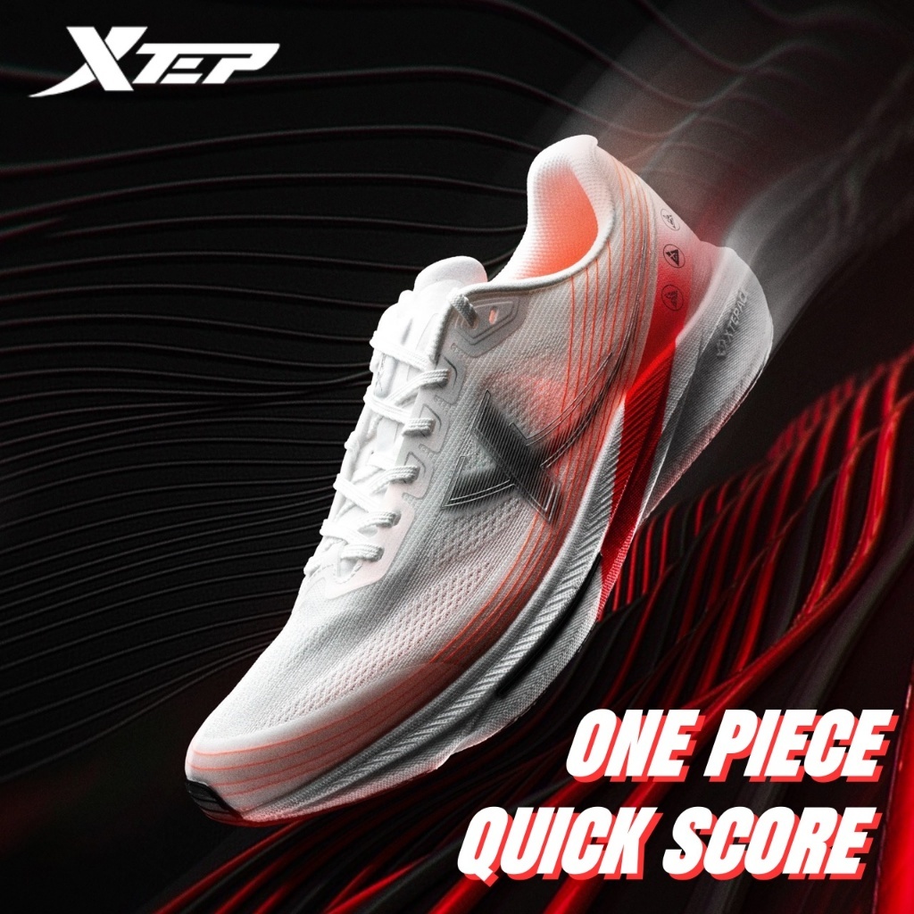 XTEP One Piece Quick Score Men Running Shoes Nylonsheet ไฟเบอร์กลาสบอร์ดเสถียรภาพทนต่อการสึกหรอสําหร