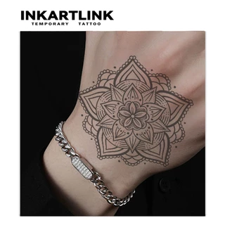 Inkartlink Compass Circular Symbol สติ๊กเกอร์รอยสักชั่วคราว, กันน้ํายาวนานมือ Magic Tattoo, ติดทนนานถึง 15 วันสักปลอม, ชุดสักกึ่งถาวร