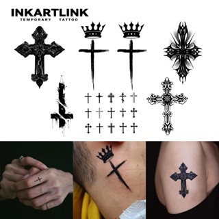 สติ๊กเกอร์รอยสักชั่วคราว Inkartlink Crown Cross, สติ๊กเกอร์ร…