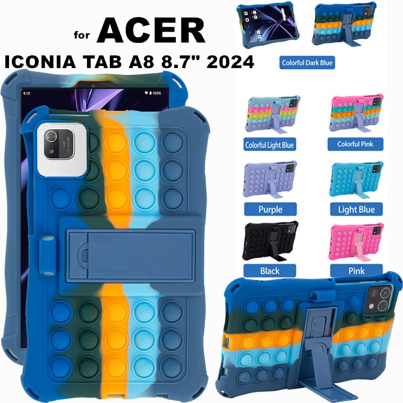 for ACER ICONIA TAB A8 8.7 Inch 2024 Tablet Case Ajustable Stand Cover Tablet Soft Silicone Push Bub