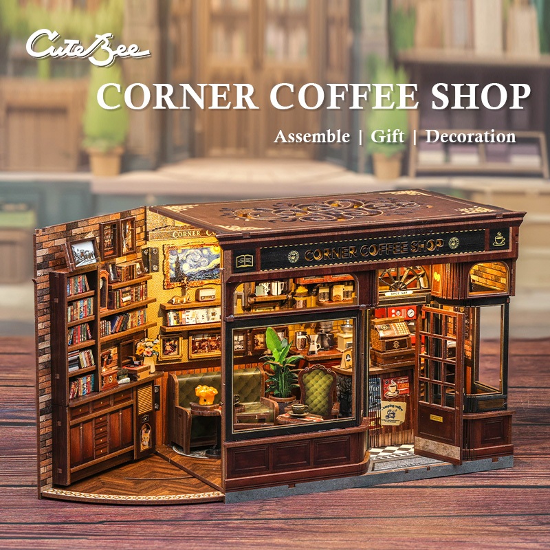 DIY บ้านตุ๊กตาจิ๋ว บ้านของเล่น ทำเอง Mini Doll House-ร้านกาแฟหัวมุม