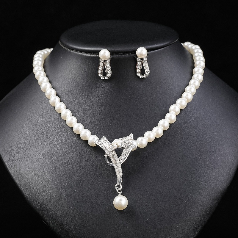สาวเพิร์ล Jewellery ชุดสุภาพสตรีสร้อยคอไข่มุก S925 เงินต่างหู Party Jewellery ชุด