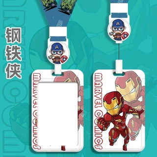 Marvel Superhero พร้อมสต็อก ประหลาดใจ ซูเปอร์ฮีโร่เปลือกแข็งหดยาวเชือกผู้ถือหลายเครื่องประดับการ์ตูนบัตรง่ายผู้ถือบัตรป้องกันการสูญหายกระเป๋าเสน่ห์บัตรควบคุมการเข้าถึง นาย