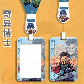 Marvel Superhero พร้อมสต็อก ประหลาดใจ ซูเปอร์ฮีโร่เปลือกแข็งหดยาวเชือกผู้ถือหลายเครื่องประดับการ์ตูนบัตรง่ายผู้ถือบัตรป้องกันการสูญหายกระเป๋าเสน่ห์บัตรควบคุมการเข้าถึง นาย
