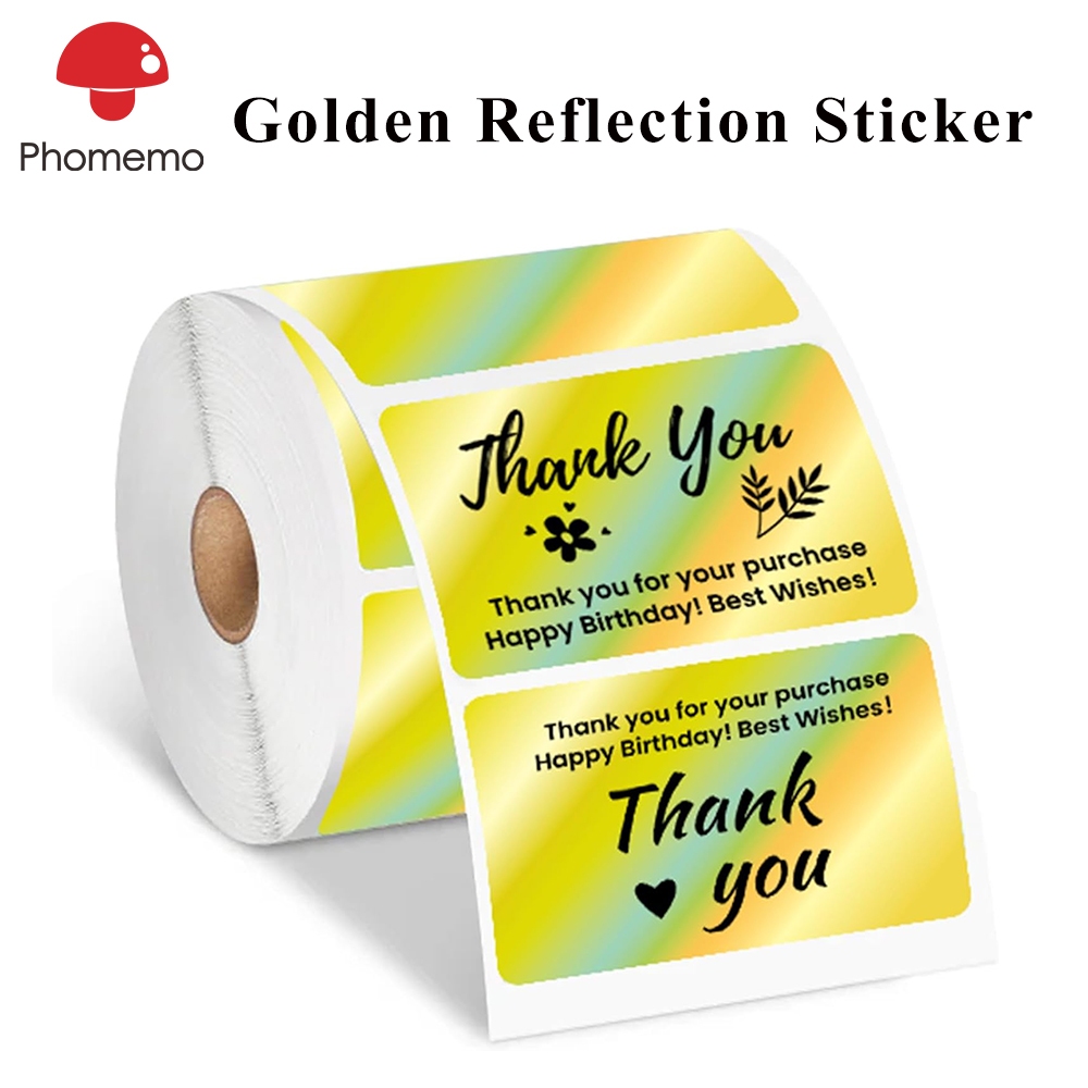 Phomemo Laser Gold Label Sticker สําหรับเครื่องพิมพ์ Waybill ความร้อน