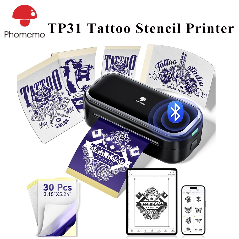 [Local Stock] Phomemo TP31 เครื่องพิมพ์รอยสักแบบพกพาขนาด Thermal transfer Tattoo Stencil Printer