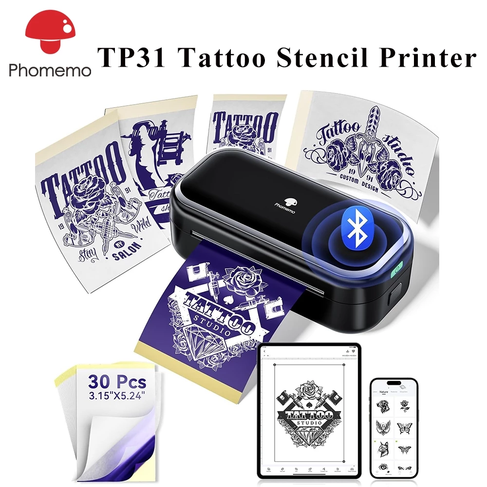 [Local Stock] Phomemo TP31 เครื่องพิมพ์รอยสักแบบพกพาขนาด Thermal transfer Tattoo Stencil Printer