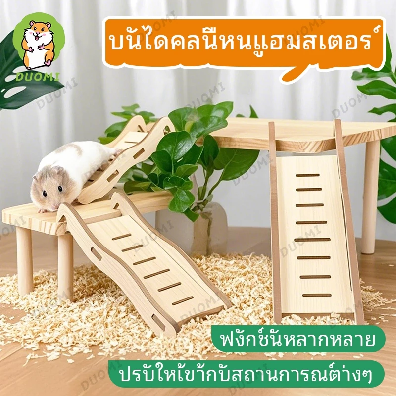 [ในสต็อก + จัดส่งจากประเทศไทย]ปลาหมึกหนูแฮมสเตอร์บันไดไม้เฟอร์นิเจอร์คลื่นโค้งบันไดหมีทองของเล่นแพลตฟอร์มบันไดกรงอุปกรณ์จัดสวน