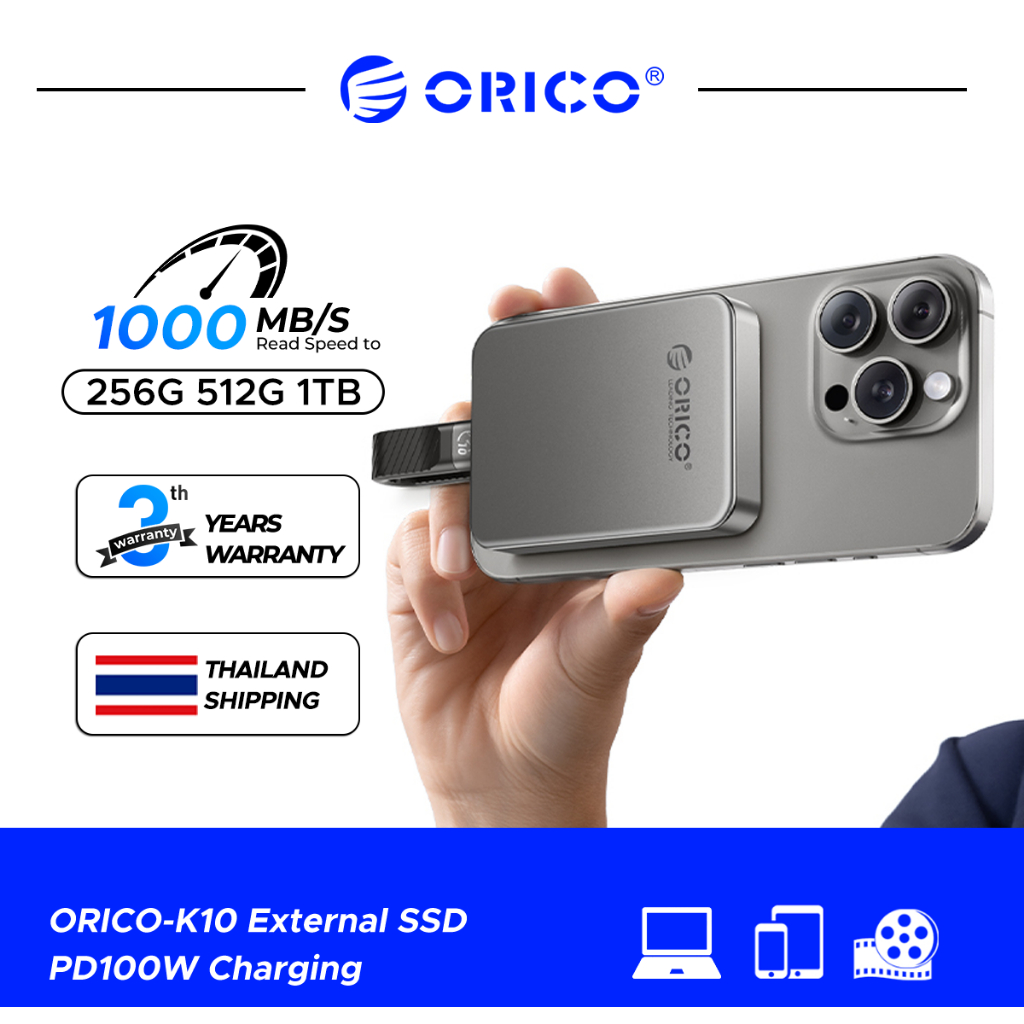 ORICO PORTABLE Magnetic SSD 512G 1TB เอสเอสดีพกพา PD100W 1000 MB/s สําหรับ iPhon
