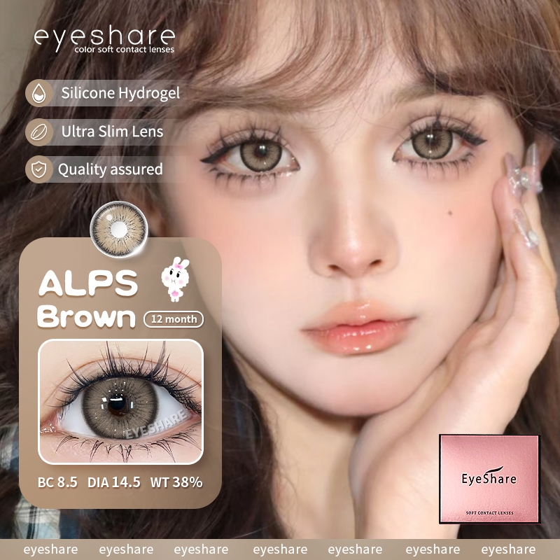 Eyeshare Alps คอนแทคเลนส์สีน้ำตาล ขนาด14.5มม. ค่าสายตา0.00 ราย 6เดือน 1คู่